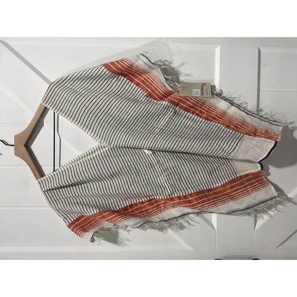 Lemlem Striped V-Neck Swim Coverup in Cream and Rust
